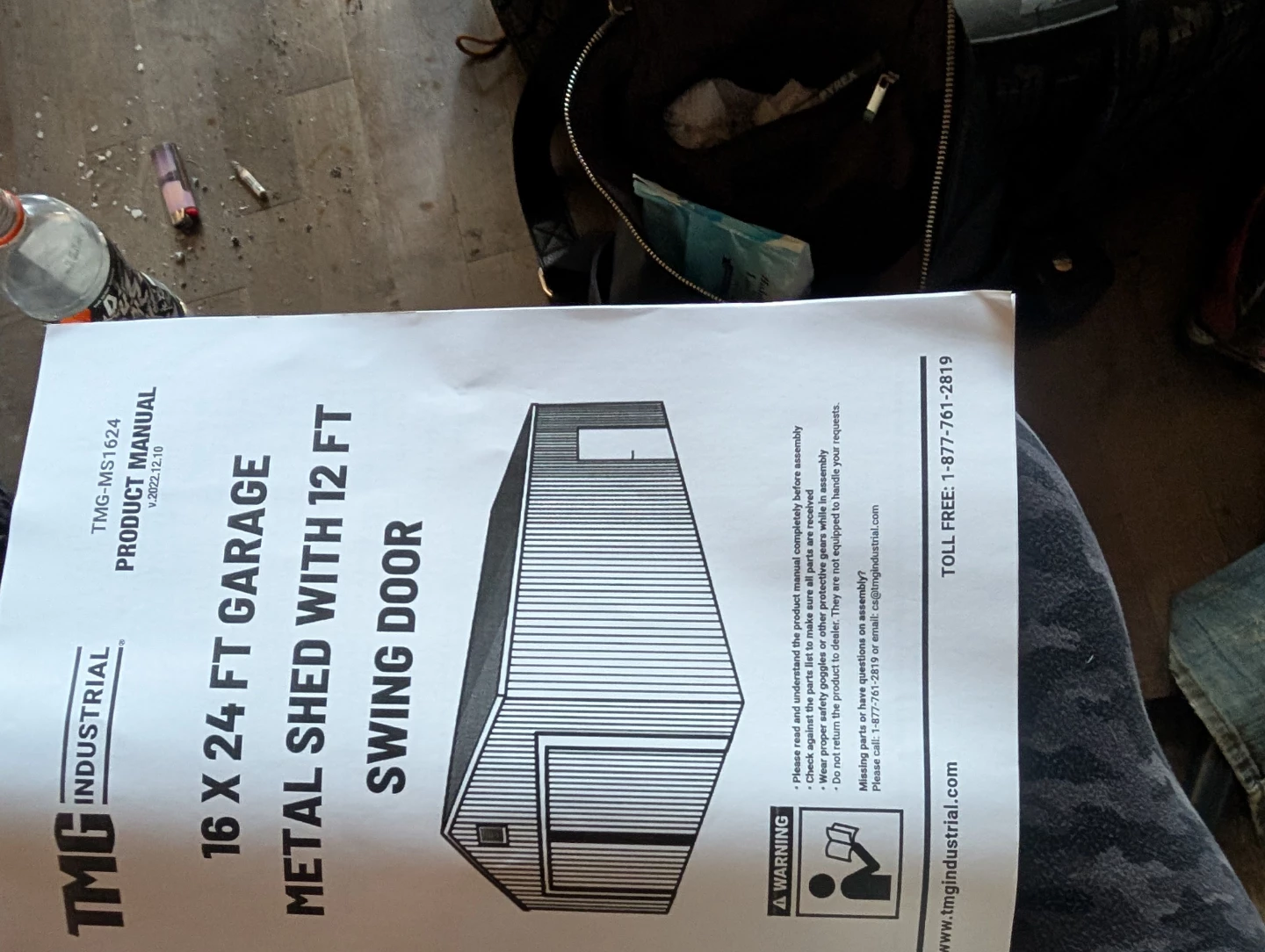 TMG Industrial 16 x 24 ft Metal Garage Shed with Swing Door