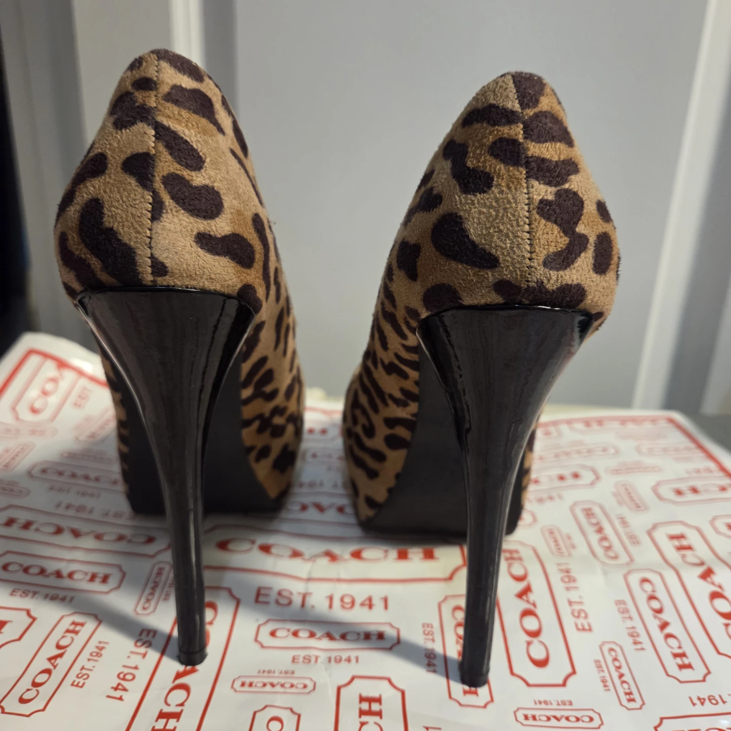 Leopard Print Peep-Toe Heels - Size 6 - photo 3