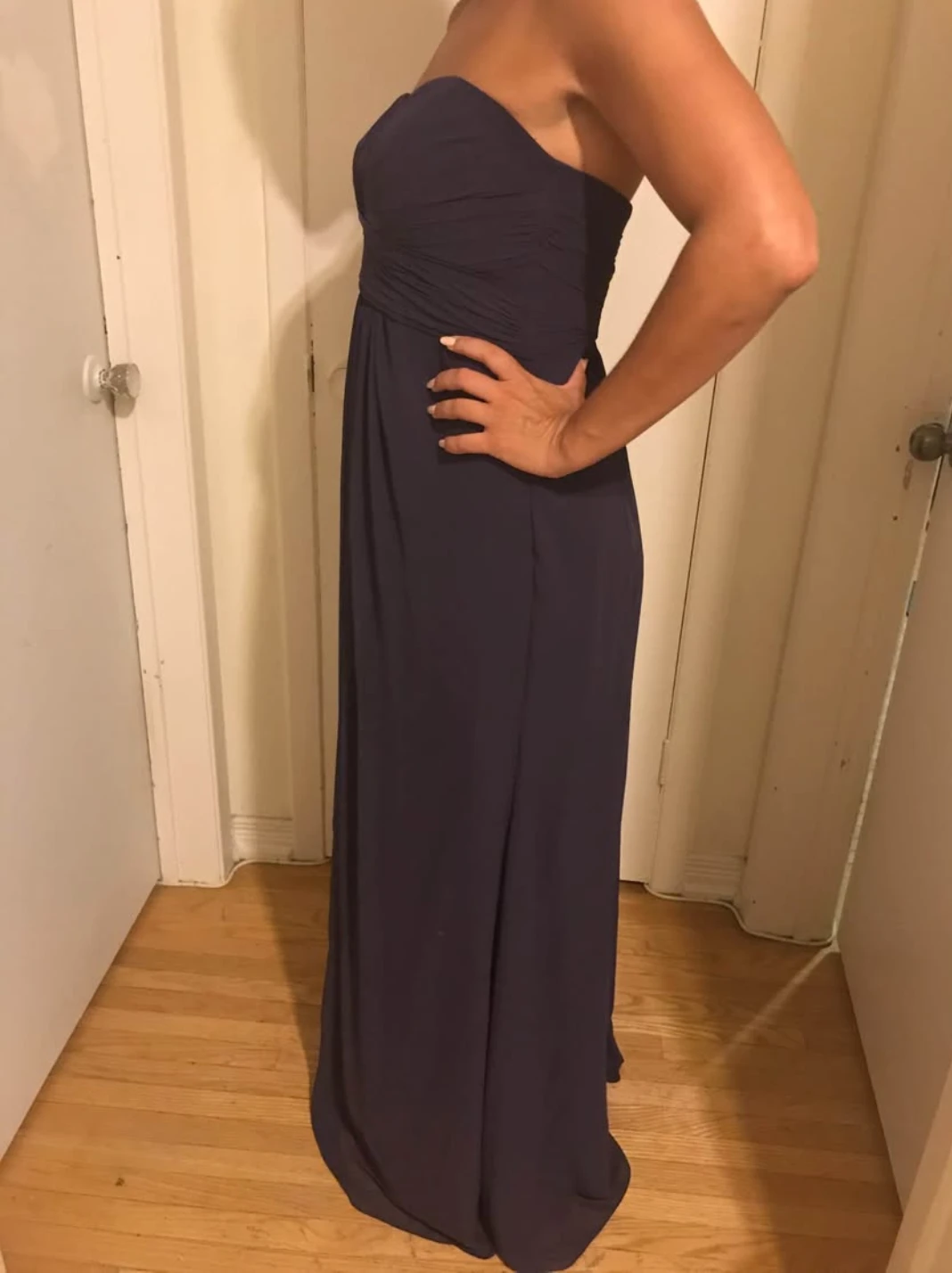 Purple Strapless Chiffon Gown - photo 2