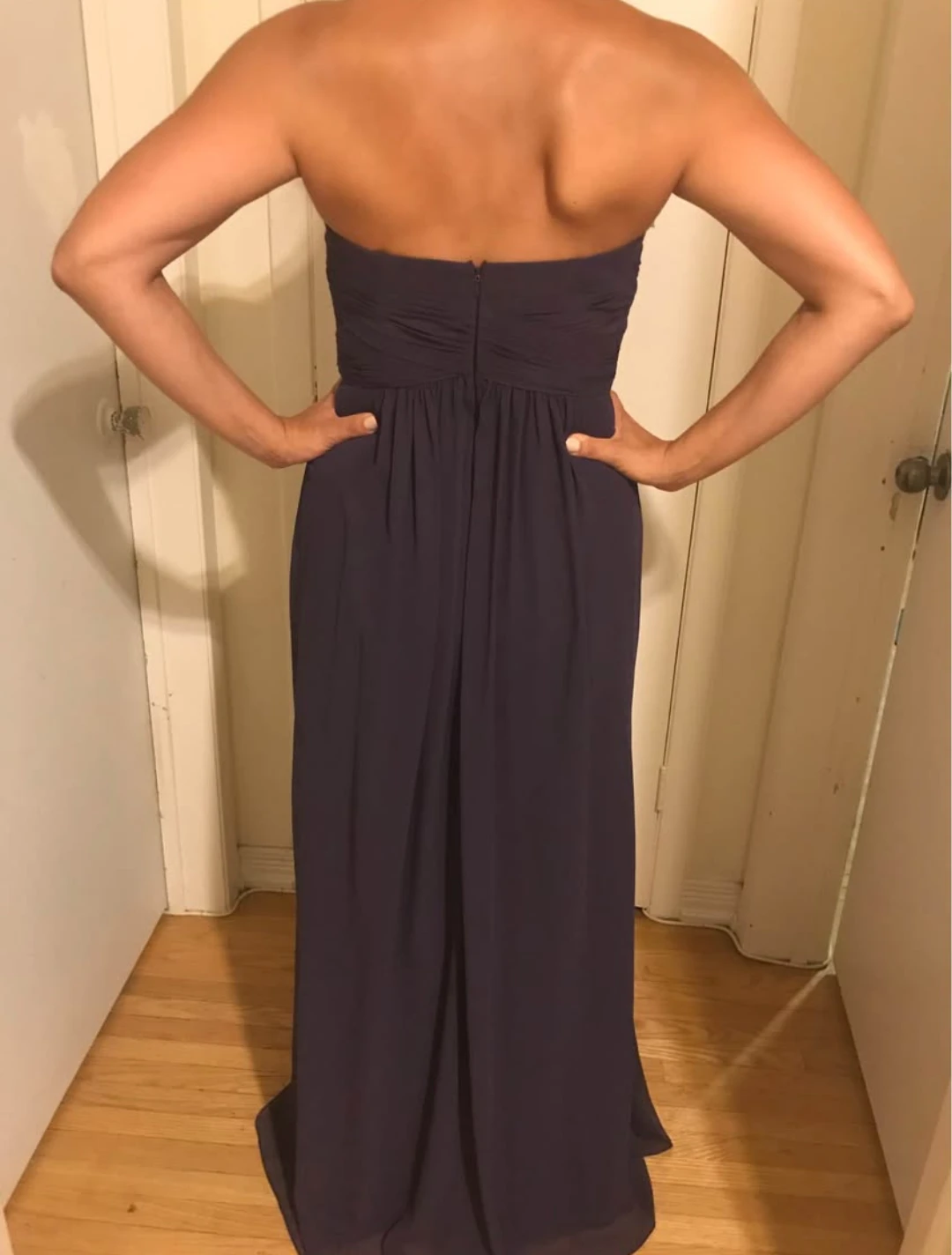 Purple Strapless Chiffon Gown - photo 3