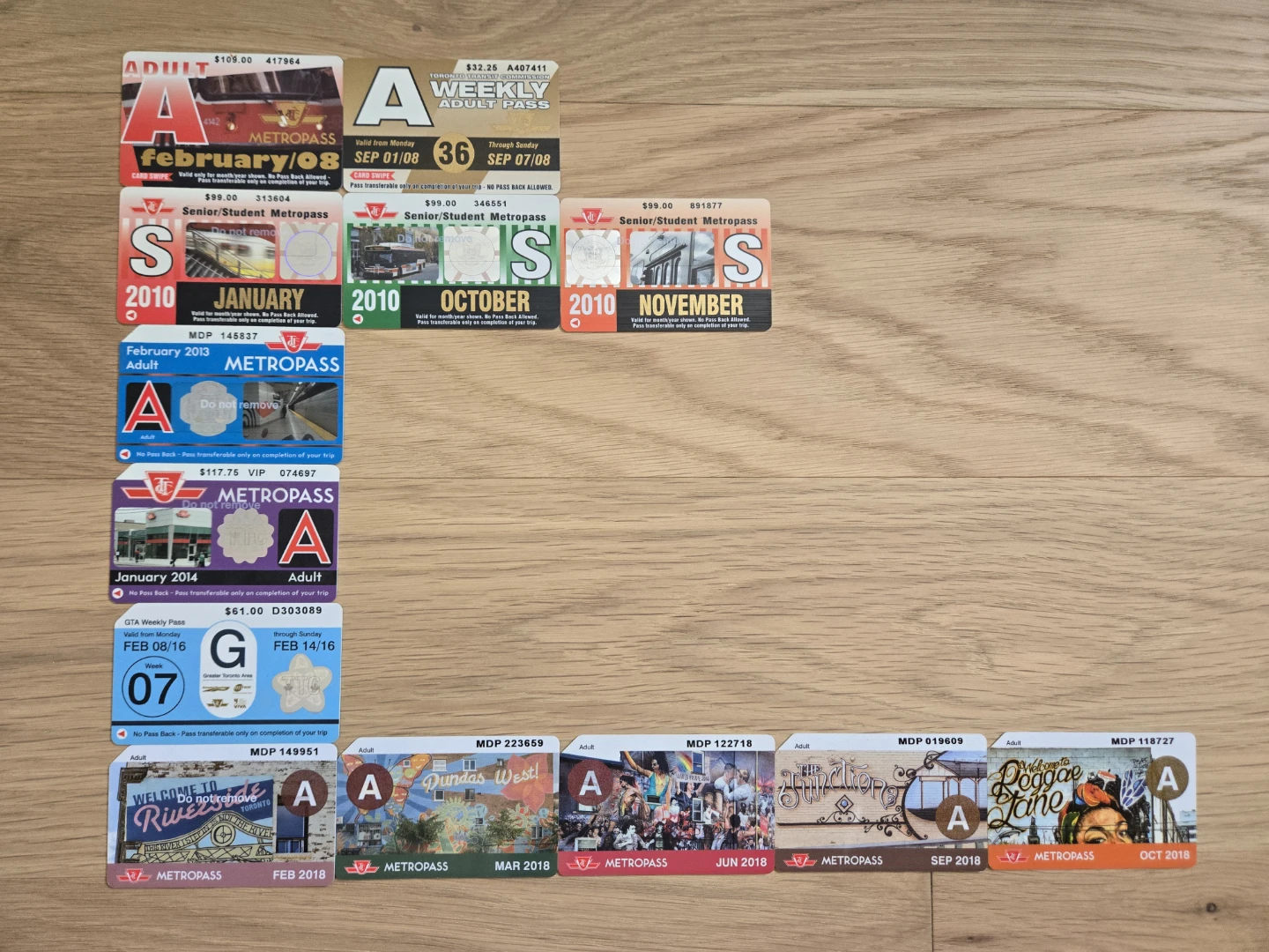 TTC Metropass 2007 2008 2010 2013 2014 2015 2016 2017 2018 - photo 2