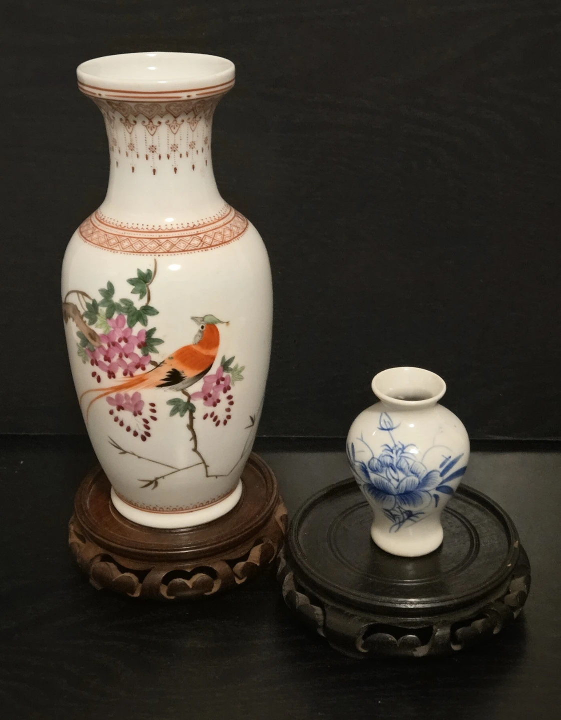 2 Vintage Chinese Vases-8" Jingdezhan+Mini Blue and White