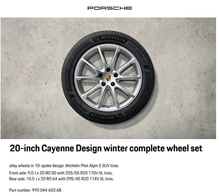Porsche 20-inch Cayenne Design Winter Wheel Set