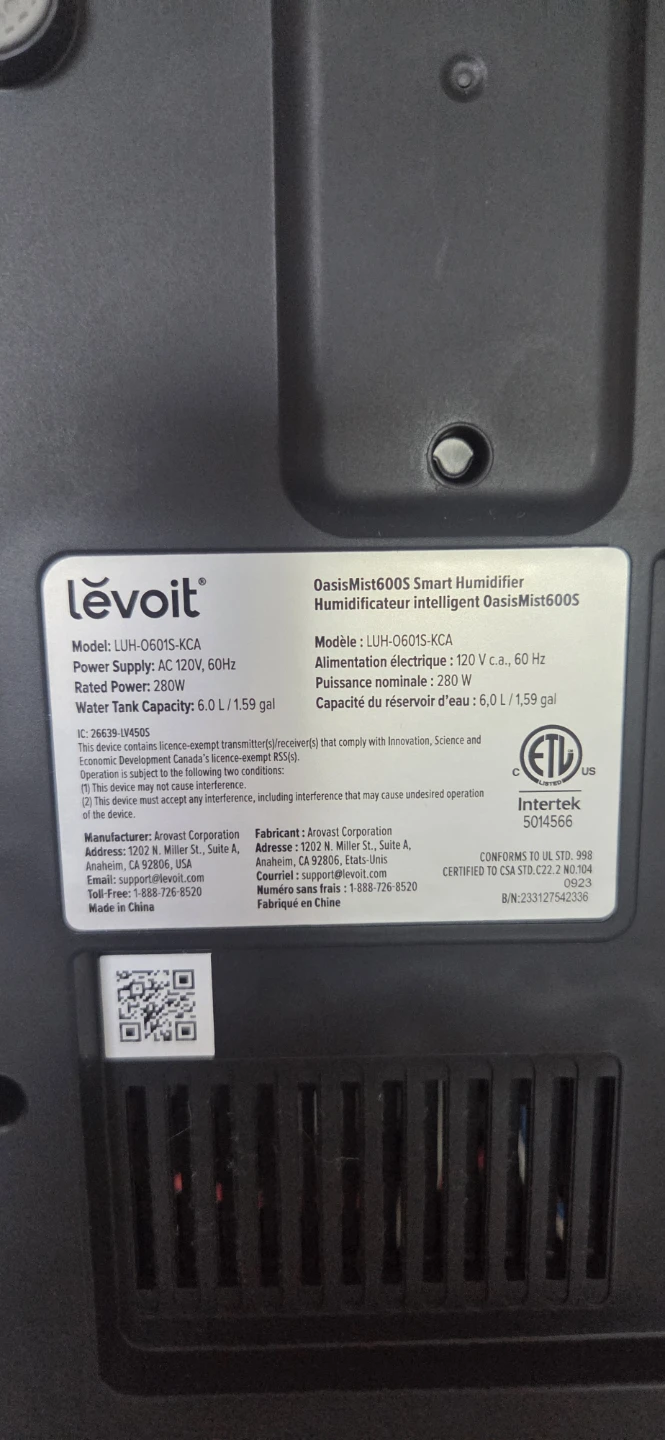 Levoit OasisMist600S Smart Humidifier - photo 2