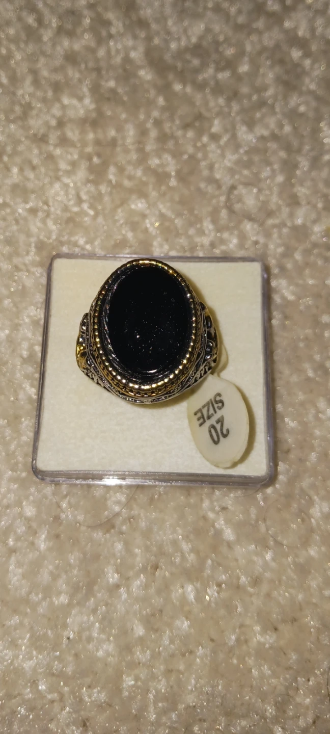 Men's Black Oval Stone Ring Size 20