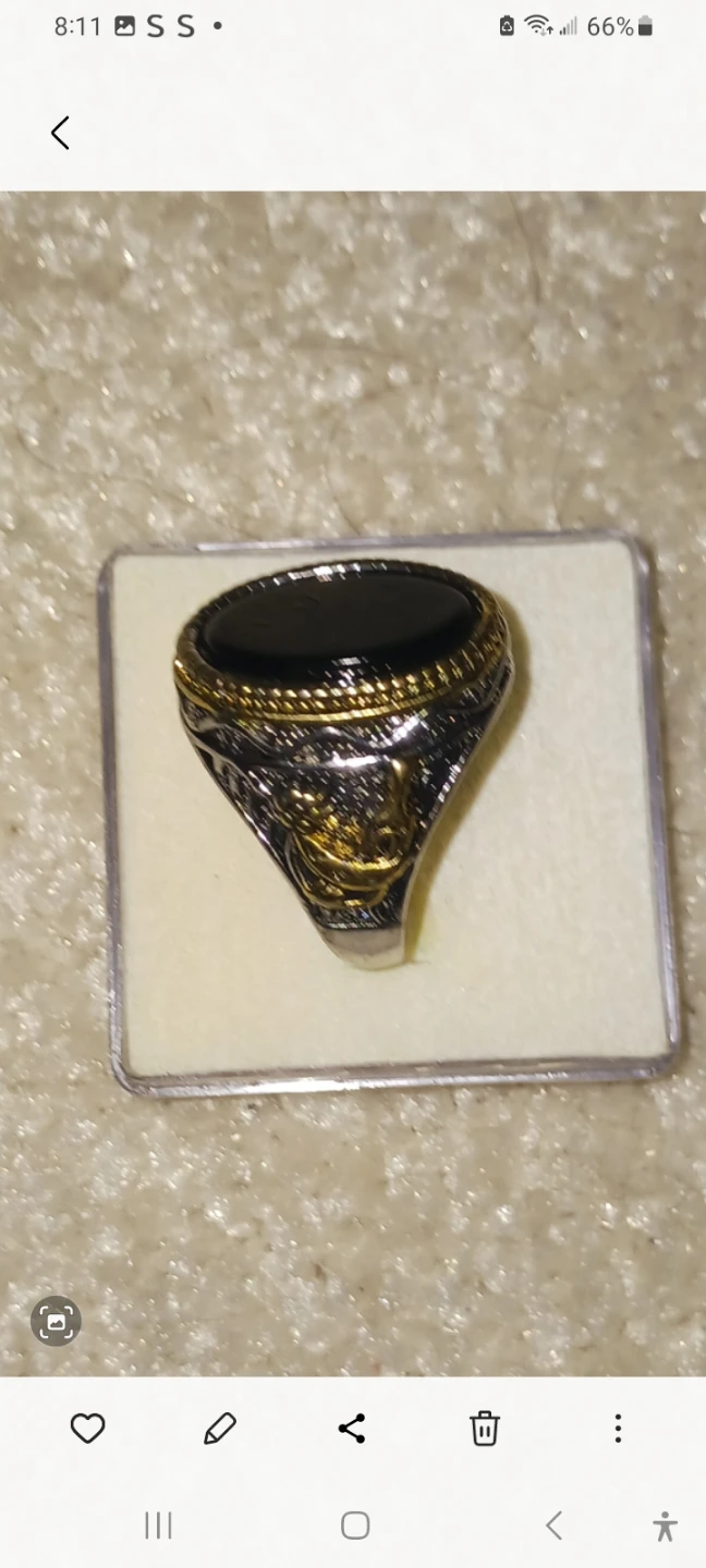 Men's Black Oval Stone Ring Size 20 - photo 2