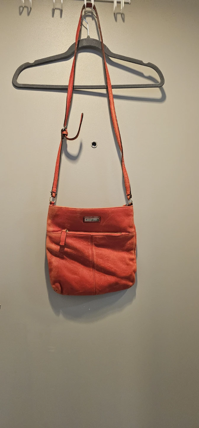 Calvin Klein Orange Leather Crossbody Bag
