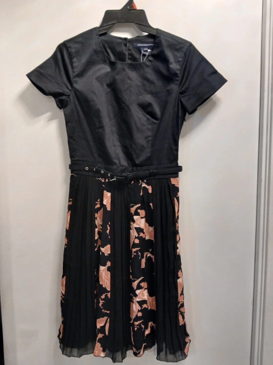 French Connection Black Floral Flare Dress. Size 2.