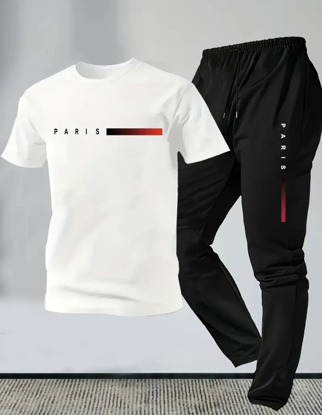 Paris T-Shirt and Pants Set - White/Black, Size L - photo 3