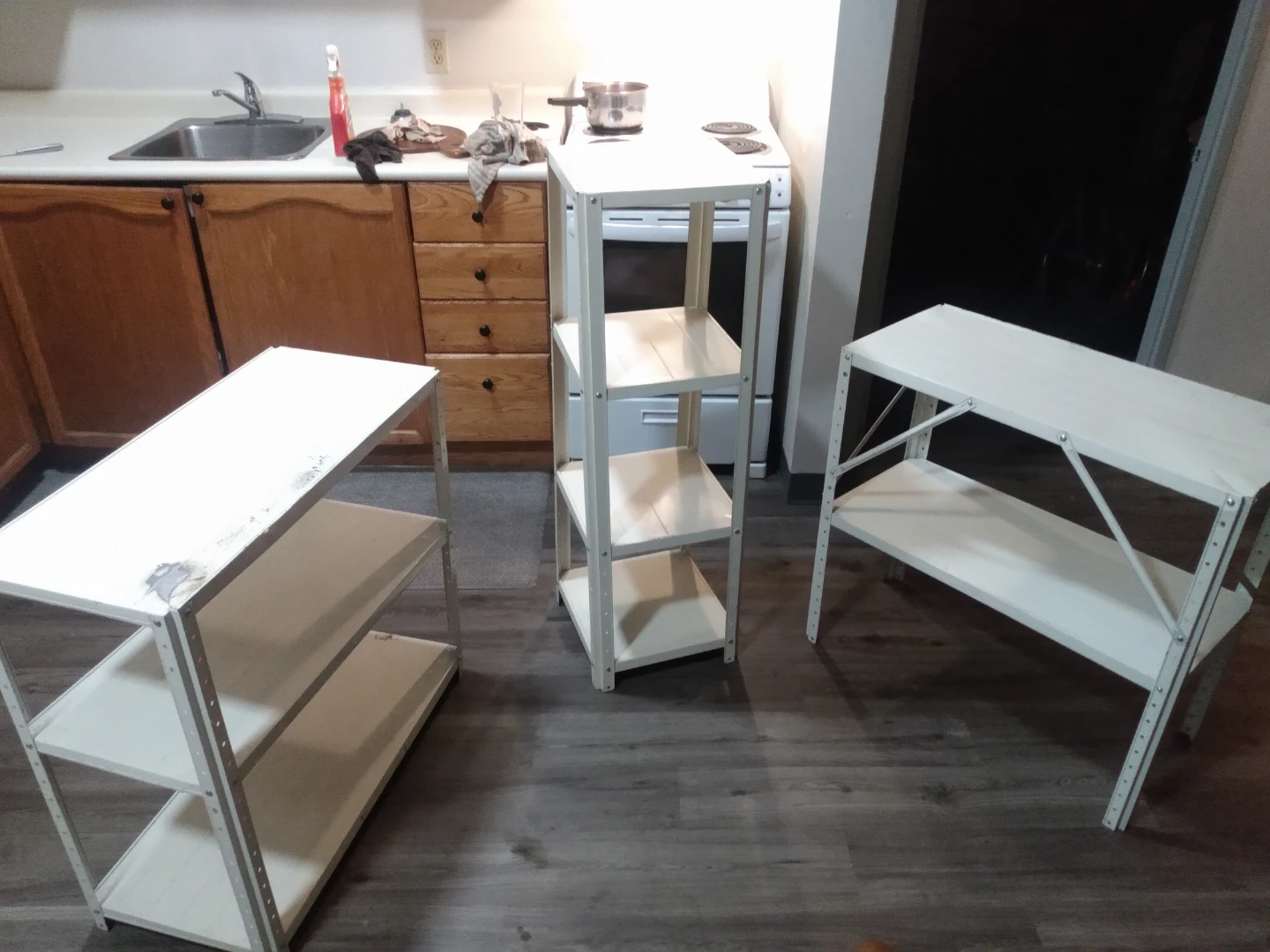 Set of 3 White Metal Shelving Units - photo 2