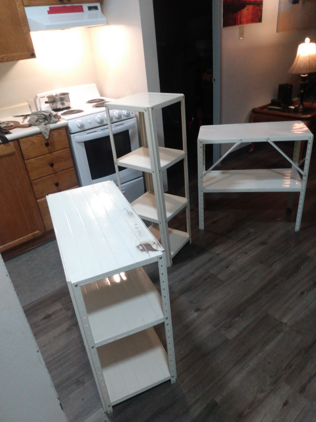 Set of 3 White Metal Shelving Units - photo 3