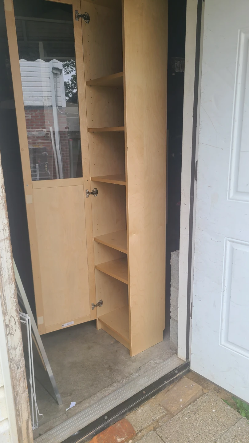 Tall wood storage cabinet with glass door - photo 2