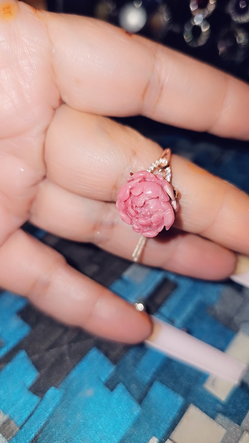 Rhodonite Crystals ring S925 sterling silver in rise gold polish - photo 5