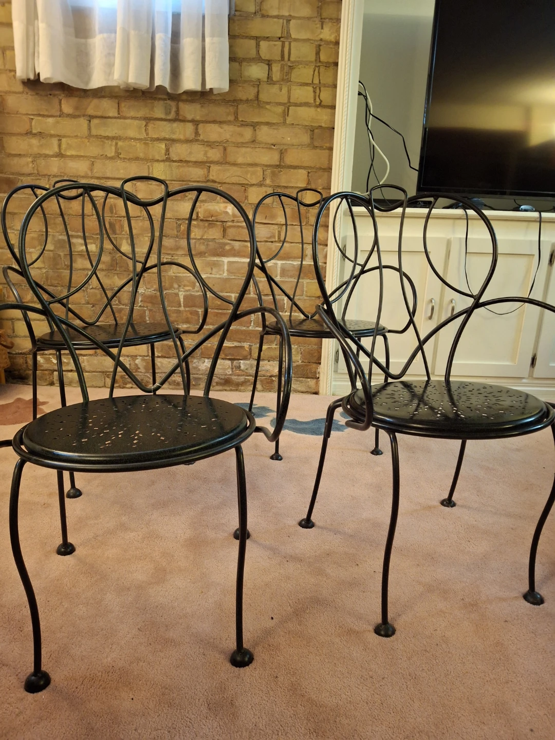 Set of 4 Black Metal Outdoor Chairs - photo 2