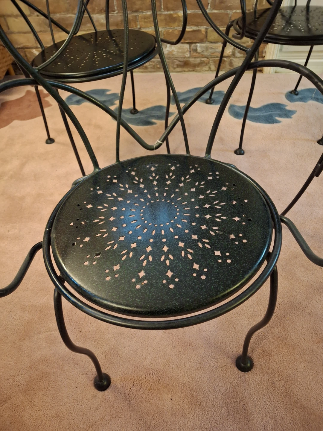 Set of 4 Black Metal Outdoor Chairs - photo 3