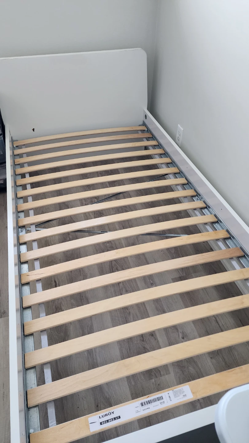 White Twin Bed Frame with Slats - photo 2