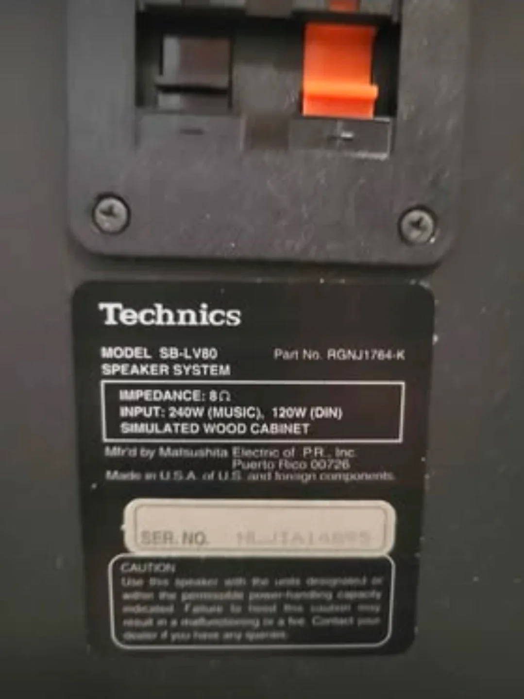 Technics SB-LV80 Speaker - photo 3
