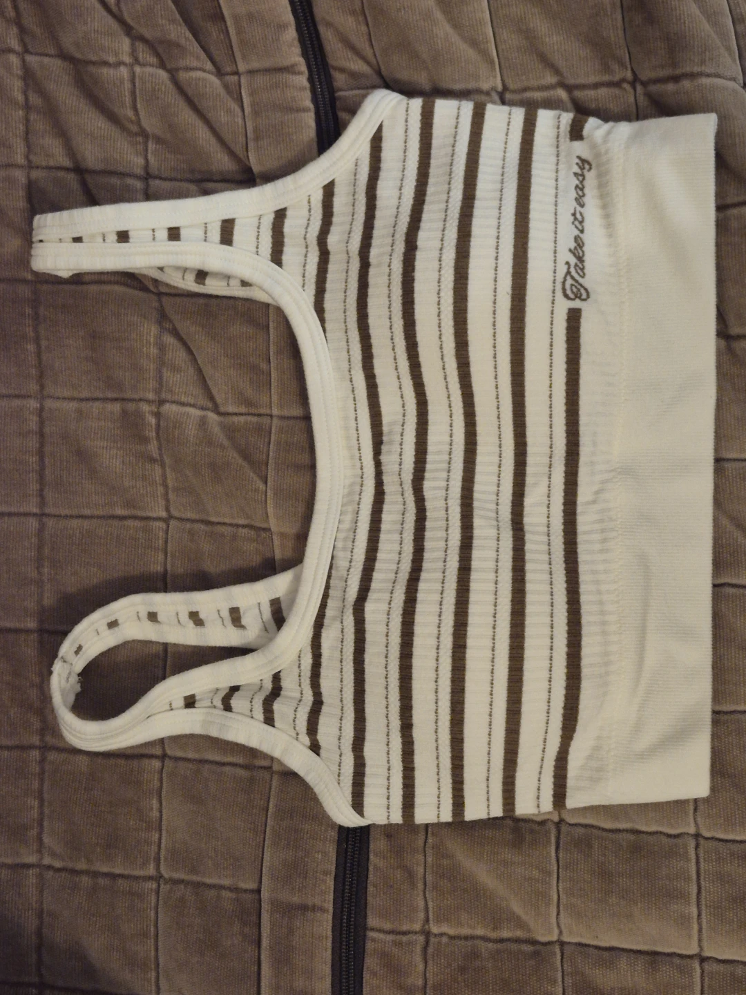 small 84A breathable brown white striped bra