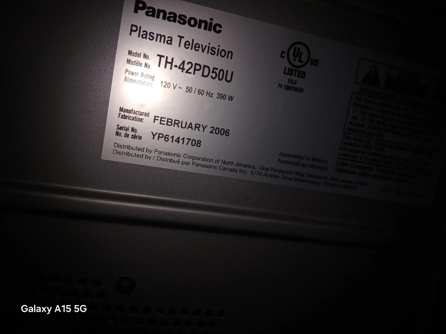 Panasonic TH-42PD50U Plasma Television - photo 2