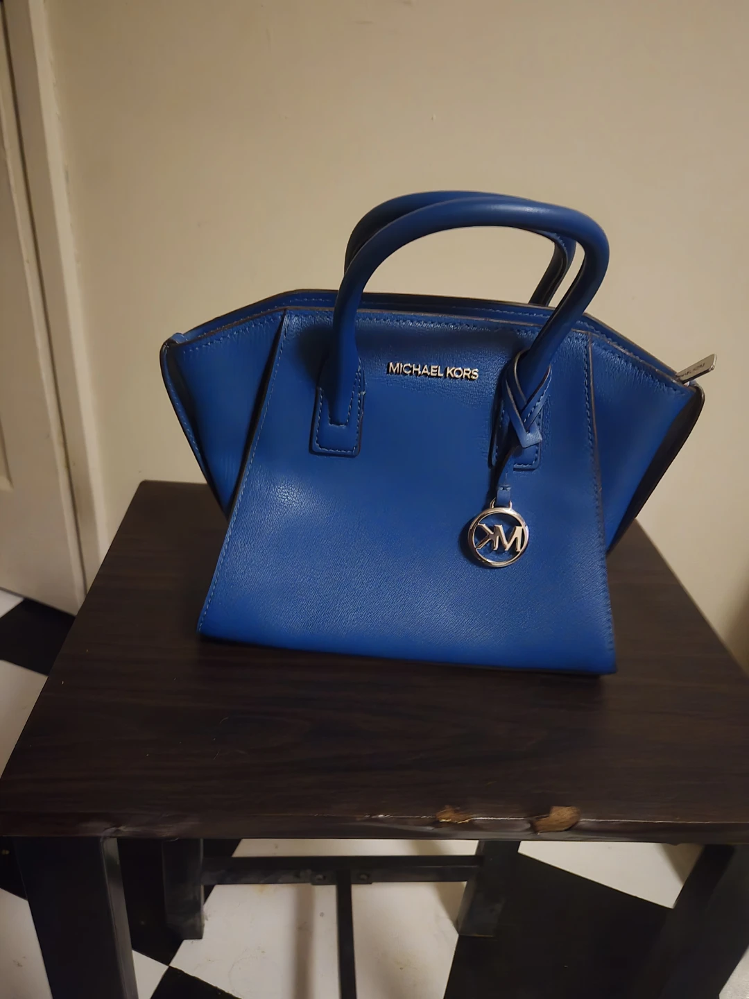 Michael Kors Blue Leather Satchel Handbag