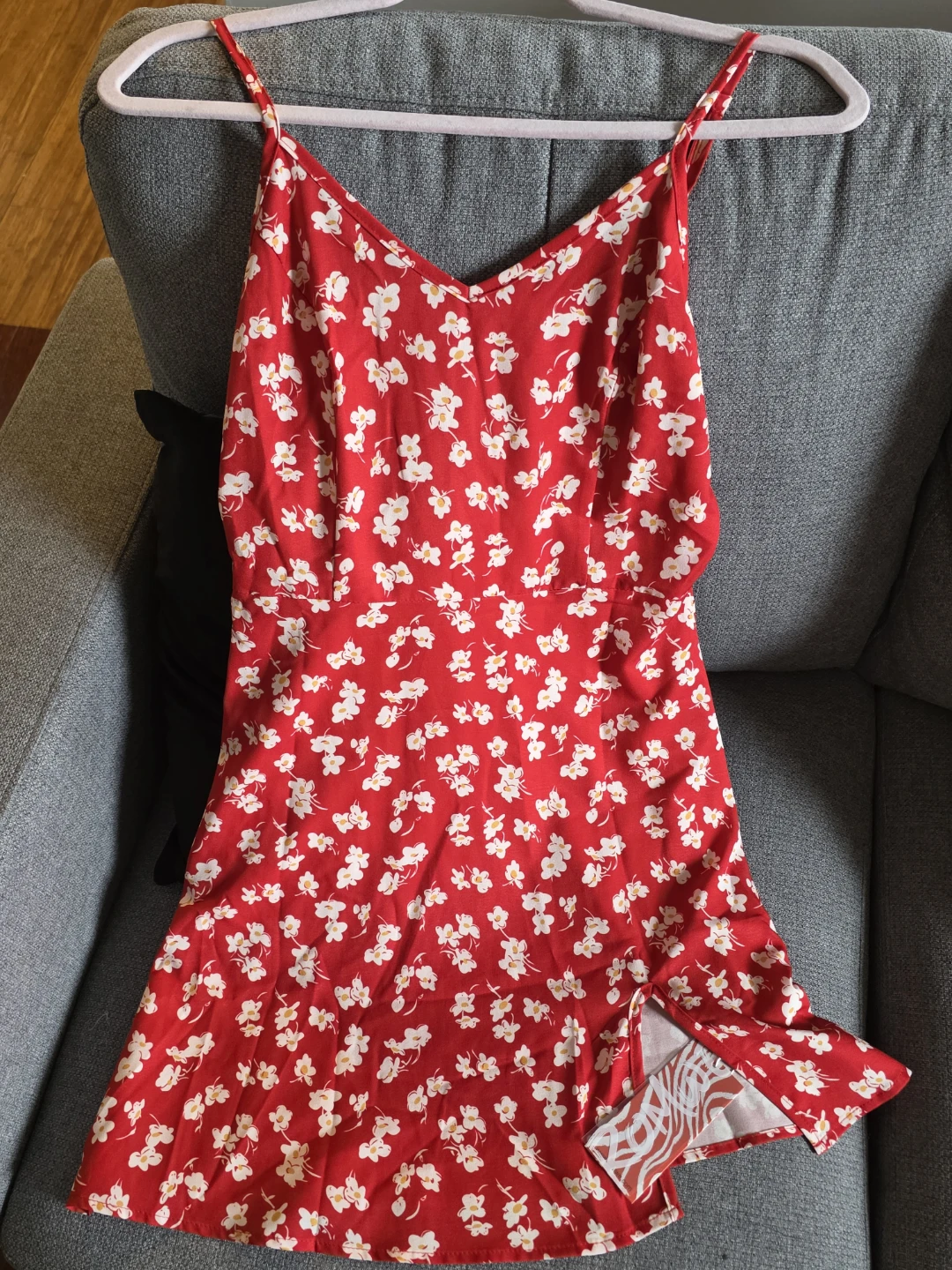 Red Floral Print Slip Dress