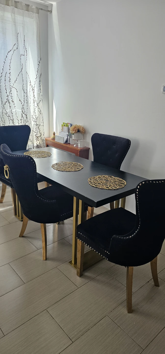 Black Velvet Dining Chairs with Gold Legs (Set of 4)
