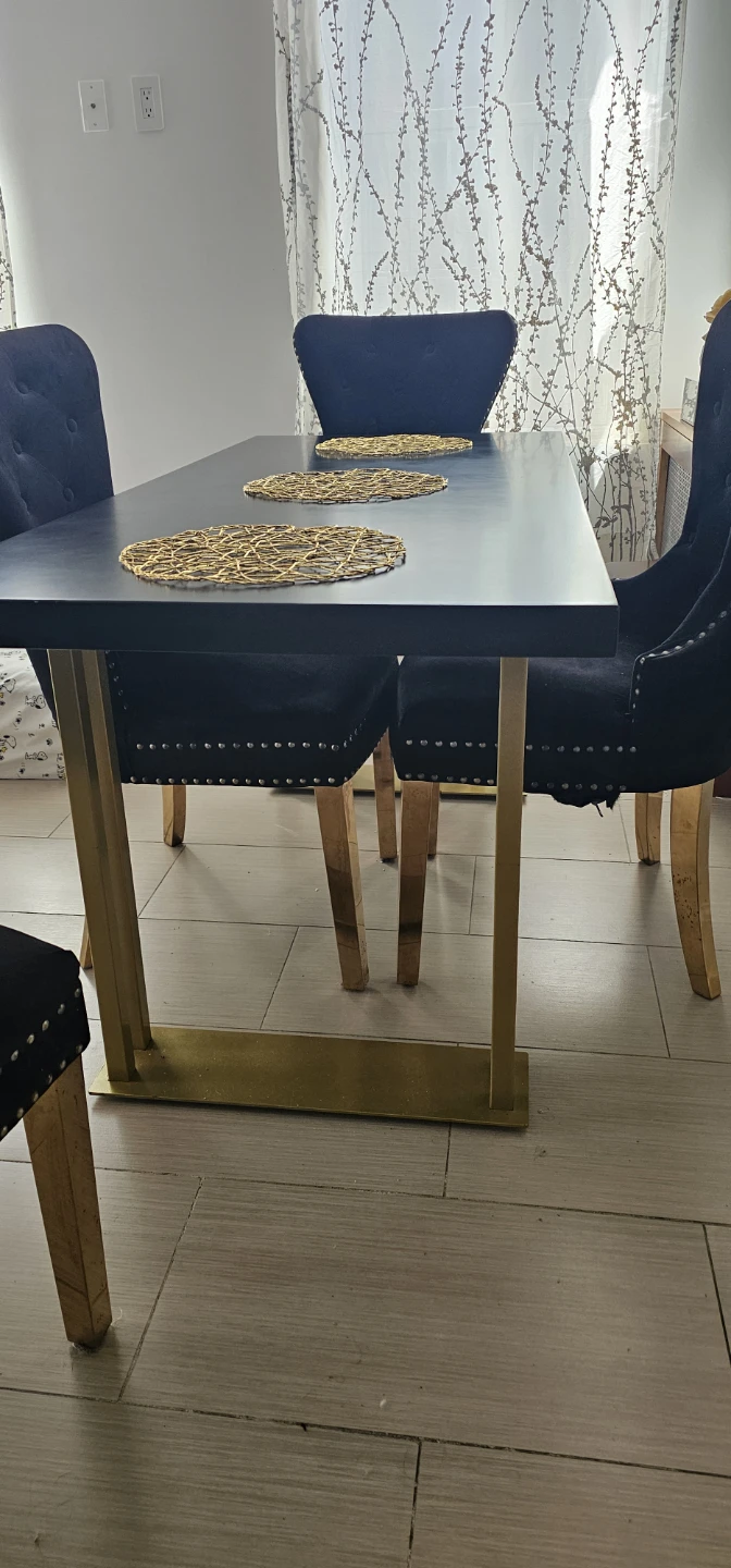 Black Velvet Dining Chairs with Gold Legs (Set of 4) - photo 3