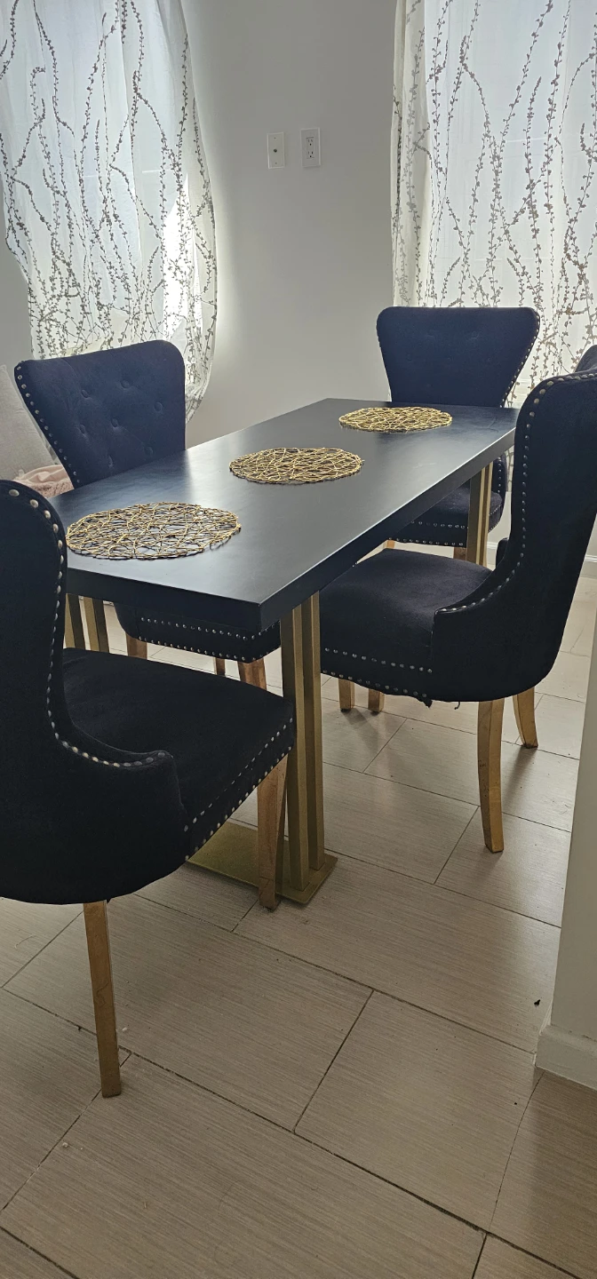 Black Velvet Dining Chairs with Gold Legs (Set of 4) - photo 4