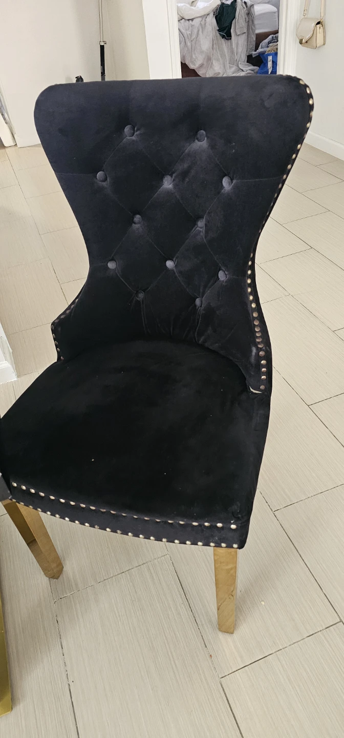Black Velvet Dining Chairs with Gold Legs (Set of 4) - photo 5