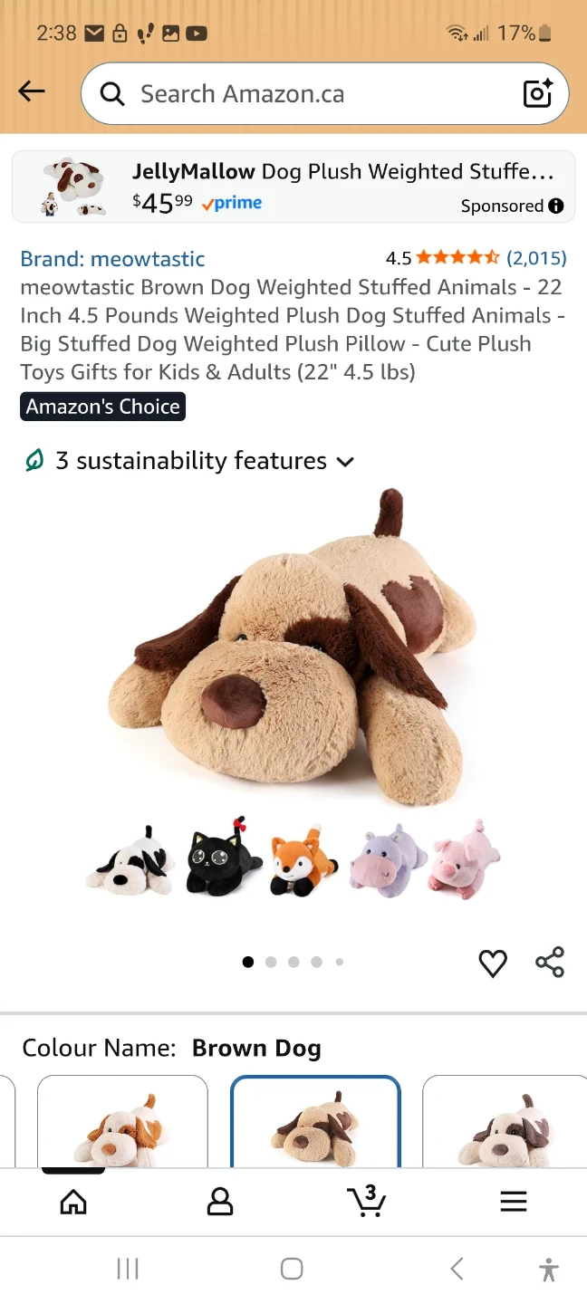 Dog Weighted Plush Stuffed Animal 4.5 lbs