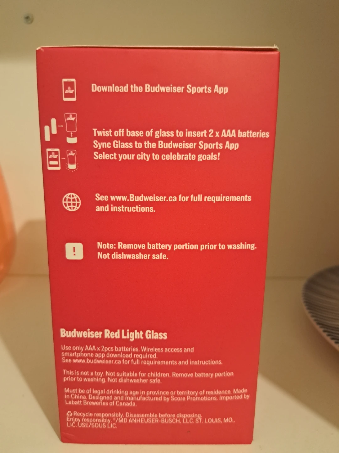 Budweiser Red Light Goal-Synced Glass - photo 2
