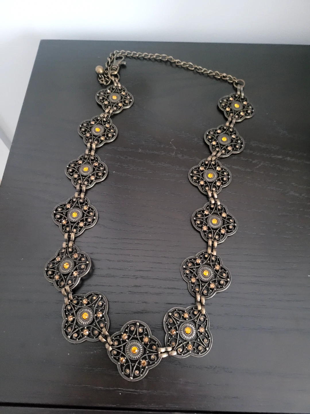 Decorative Metal Belt with Amber Gems