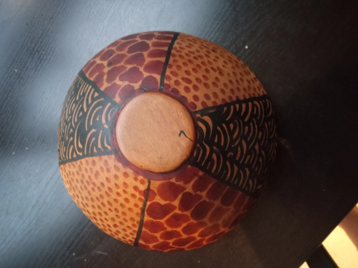 Carved Wooden Decorative Bowl with Giraffe Handles - photo 3