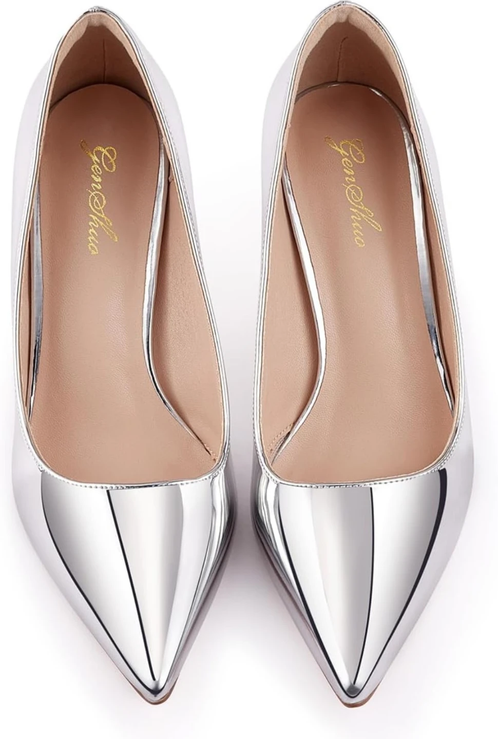 Women's Silver Metallic Pointed Toe Heels - photo 4