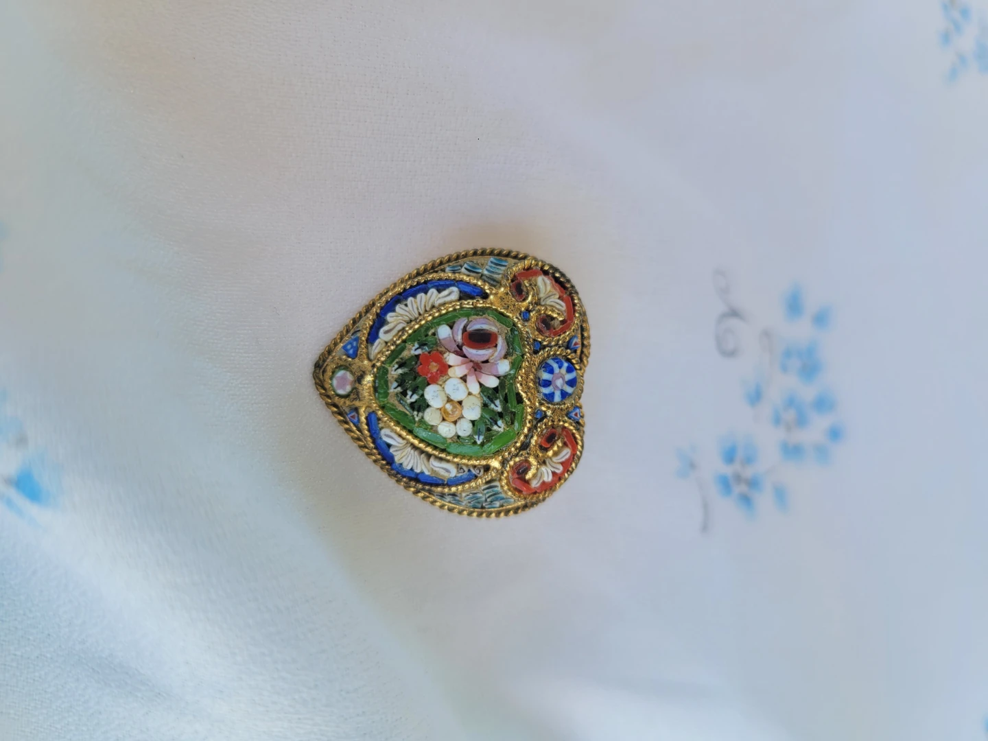 Vintage Heart Micro Mosaic Brooch