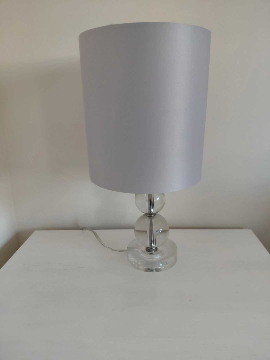 Clear Ball Accent Table Lamp with Grey Shade