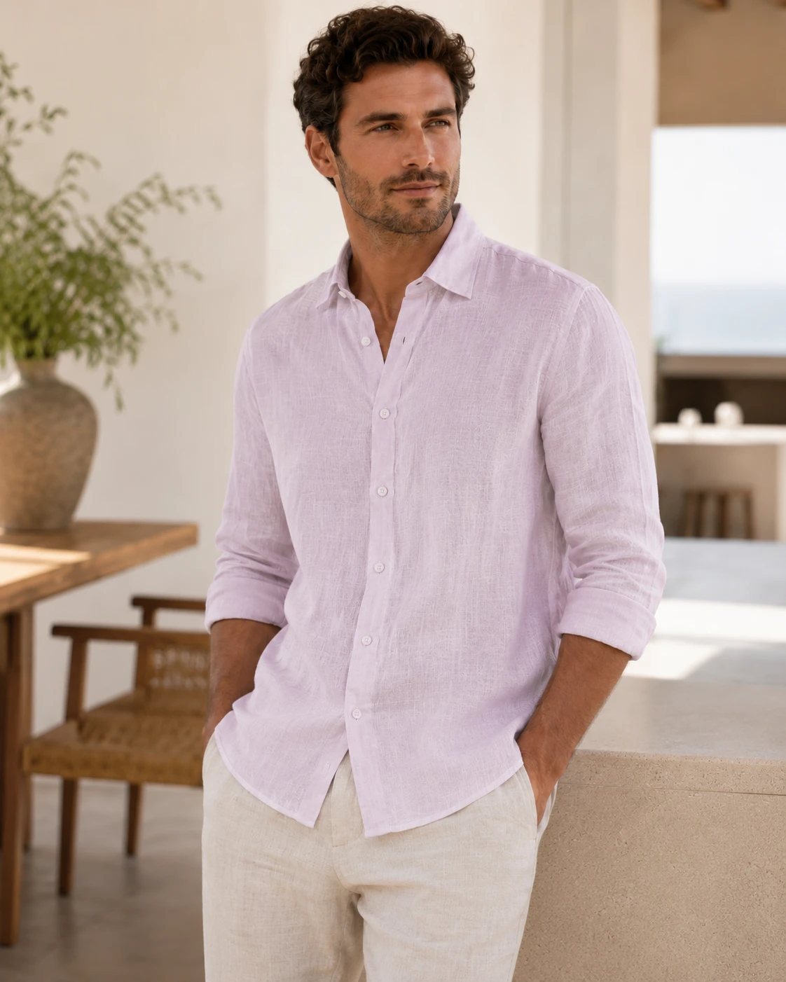 Club Room Linen Shirt - Light Purple - Medium