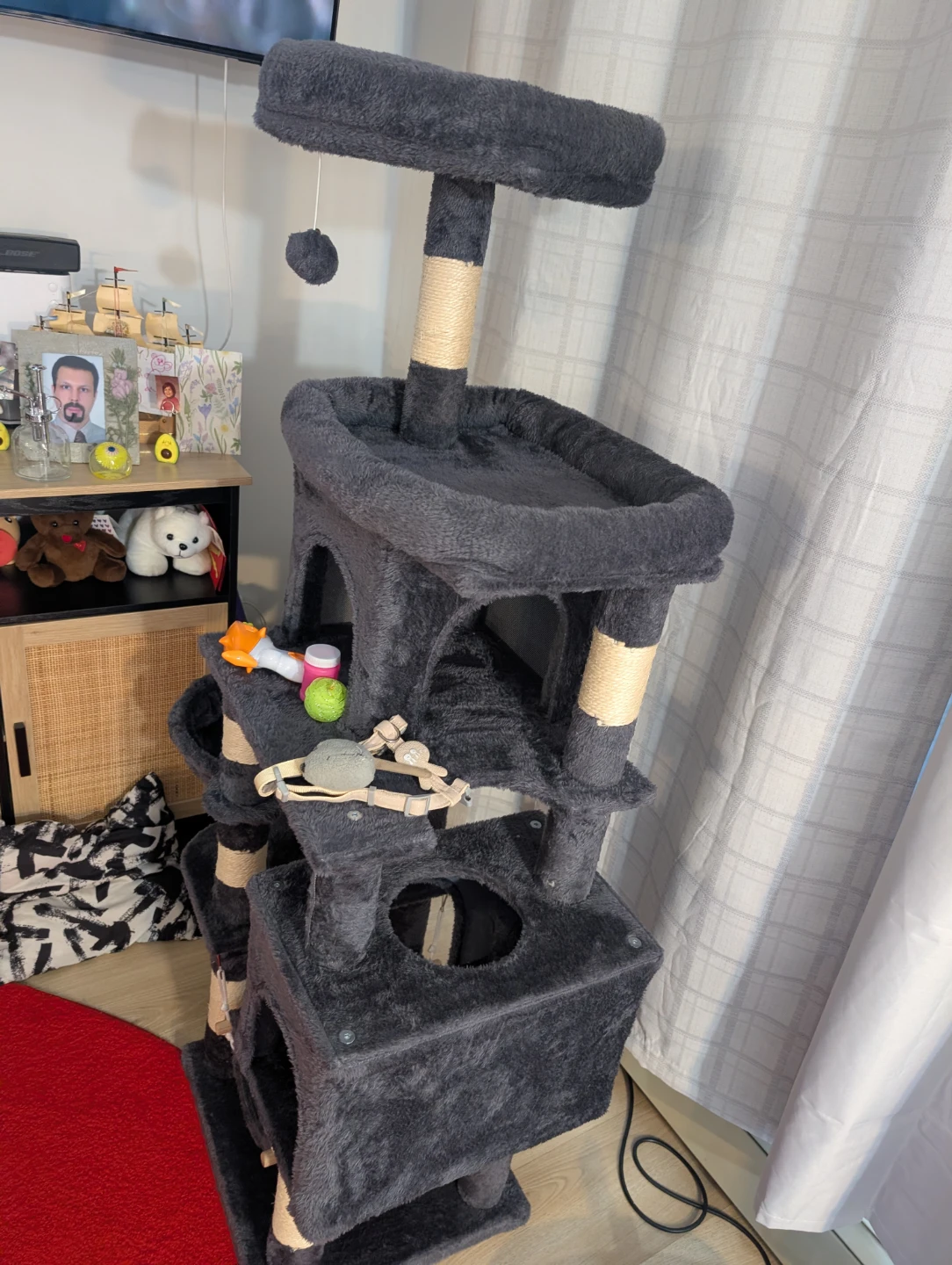 Large Grey Cat Tree Condo with multiple perches and hiding spots - photo 3