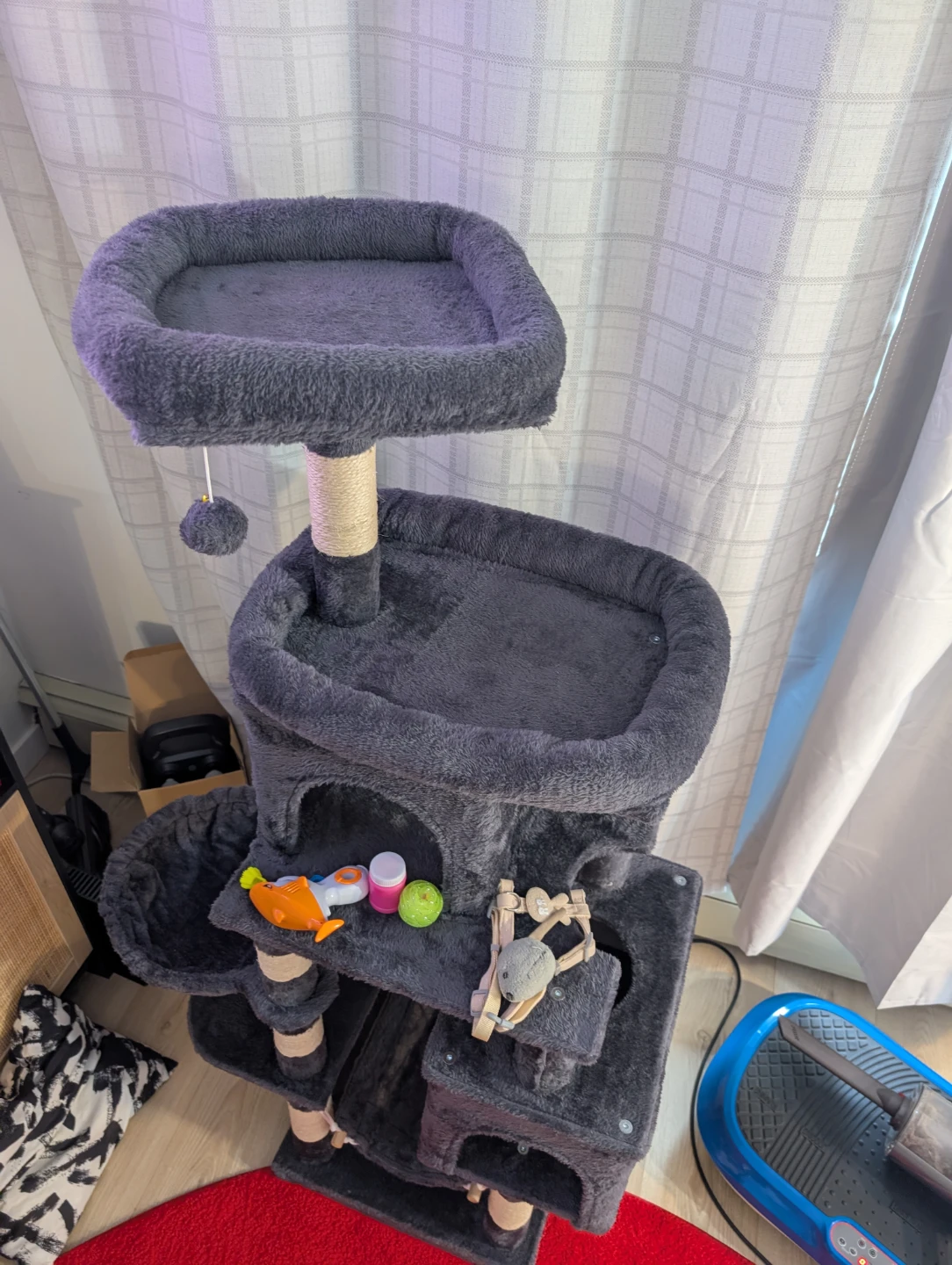 Large Grey Cat Tree Condo with multiple perches and hiding spots - photo 4