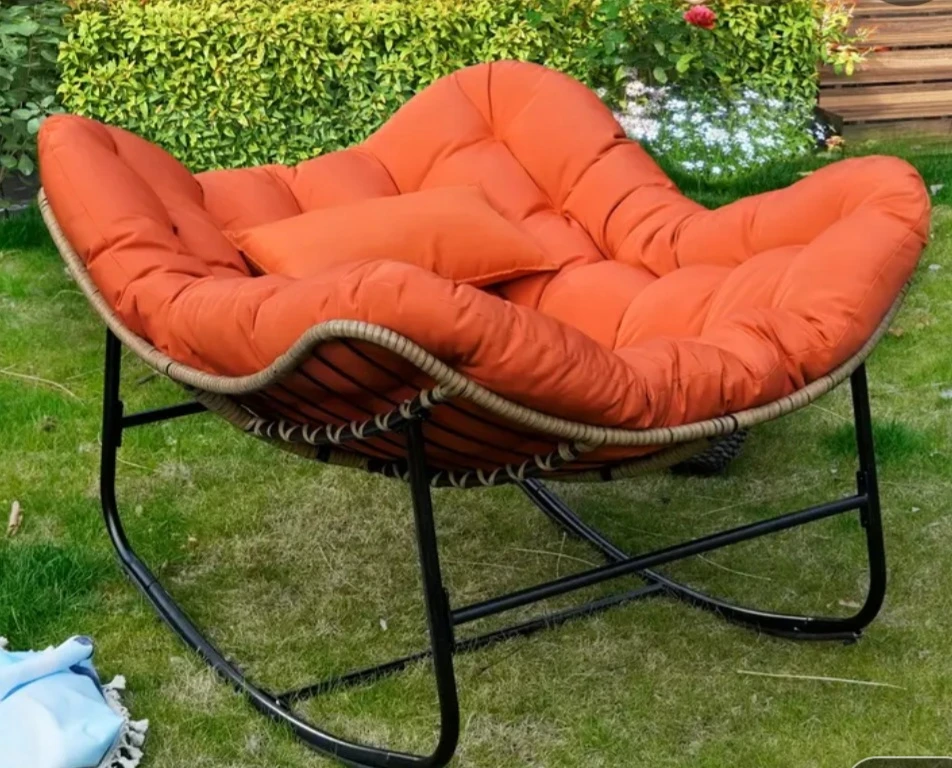2 BLACK Papasan Style Rocking Chairs