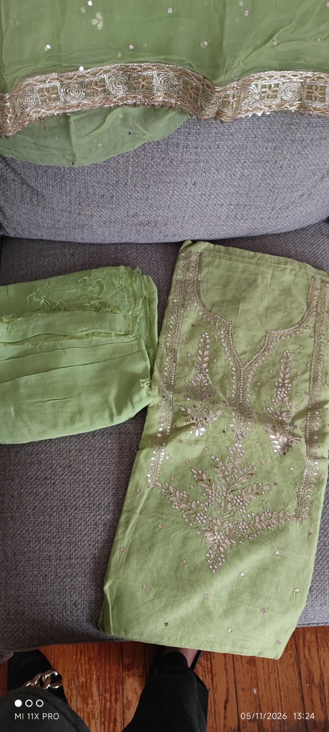 Light Green Embroidered Salwar Kameez Dupatta Set