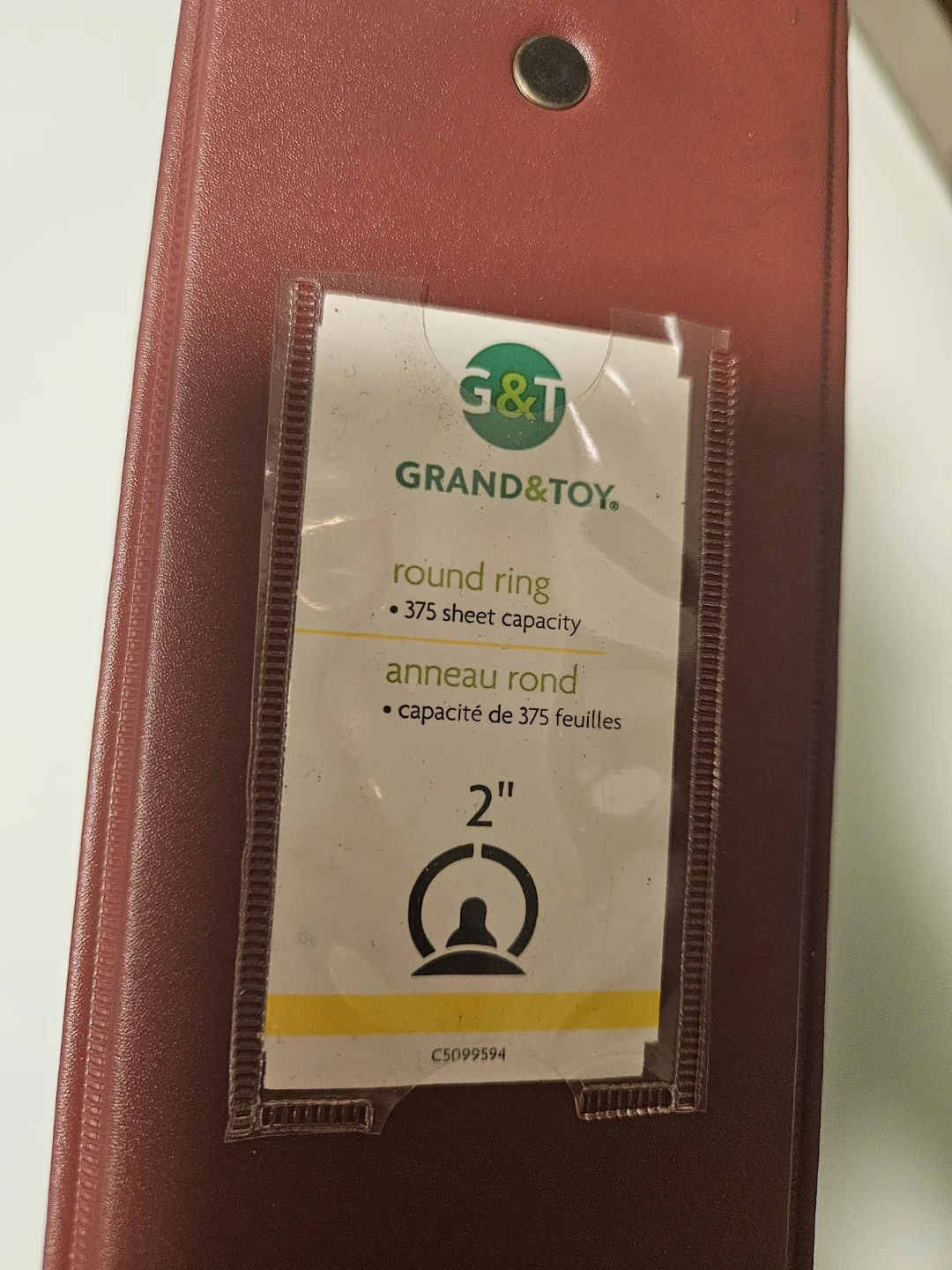 Grand & Toy Red 2" Round Ring Binder - photo 2