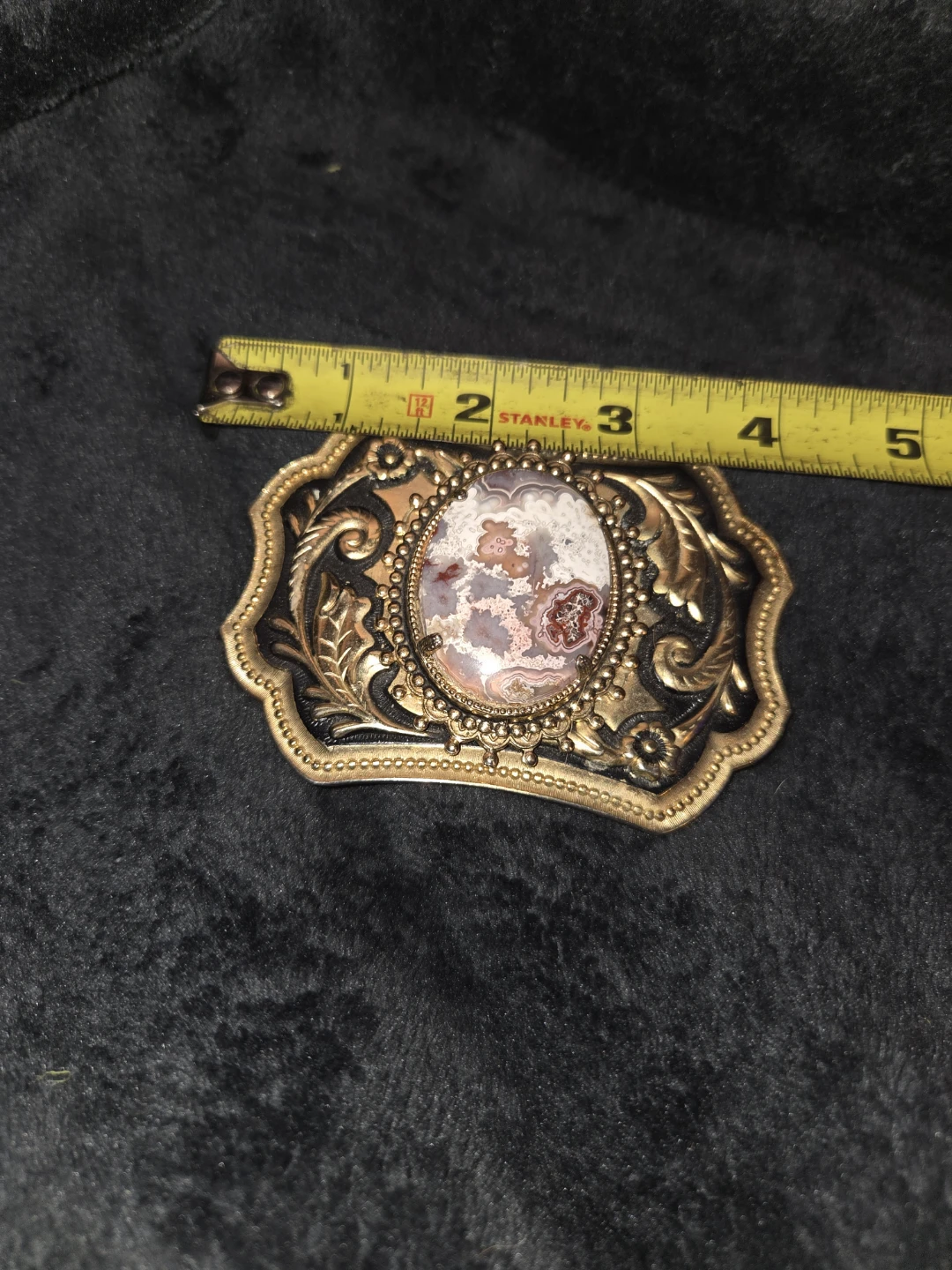 Vintage Western Belt Buckle with Agate Stone - photo 4