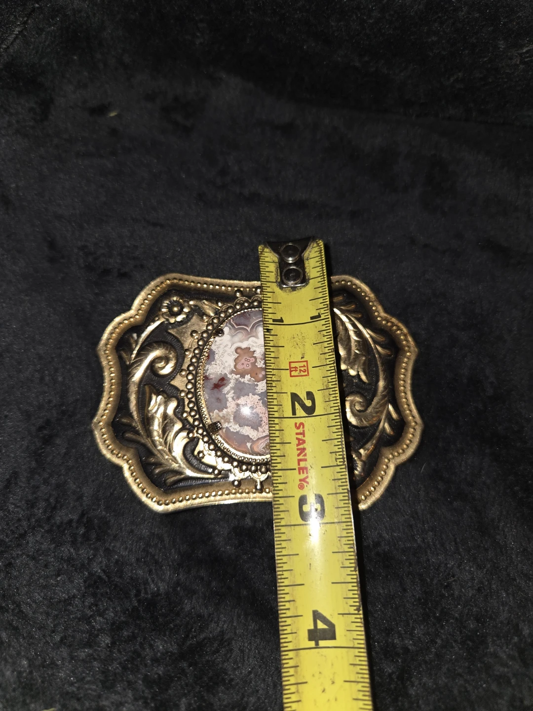 Vintage Western Belt Buckle with Agate Stone - photo 5
