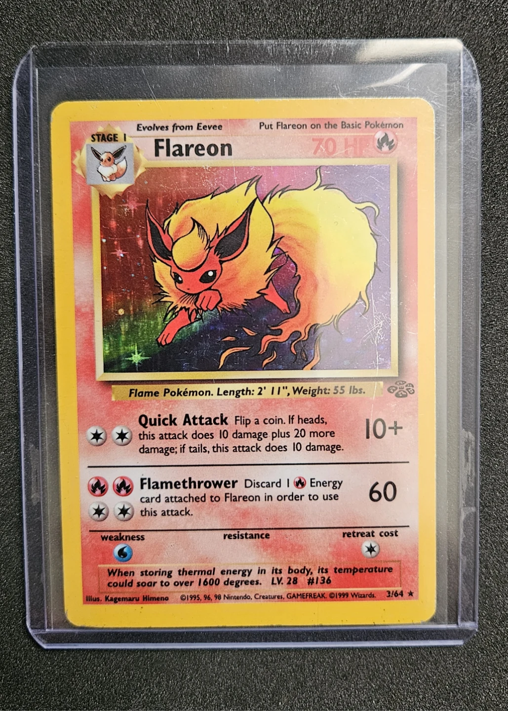 Pokémon Flareon 3/64 Jungle WOTC HOLO Rare 1999