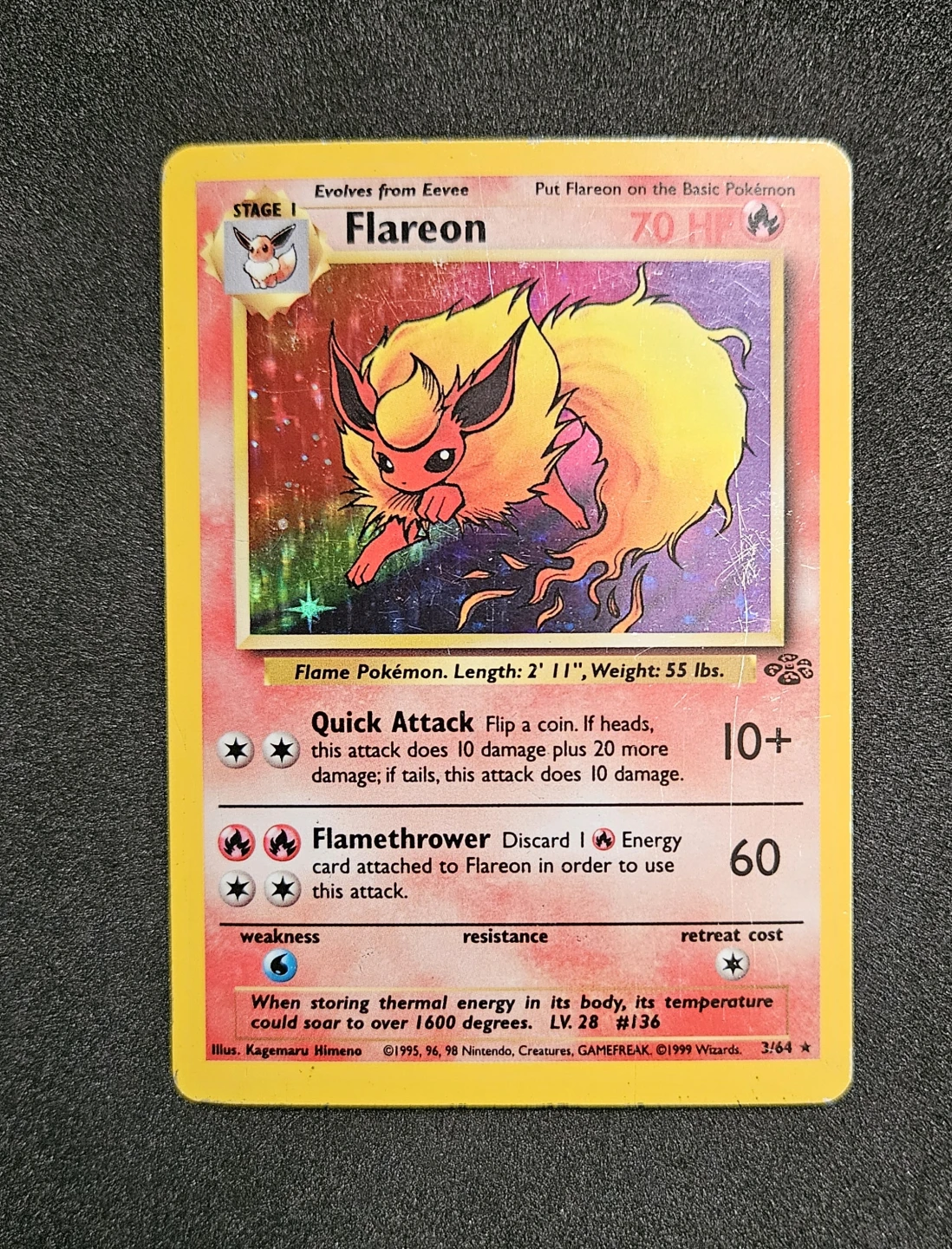 Pokémon Flareon 3/64 Jungle WOTC HOLO Rare 1999 - photo 2