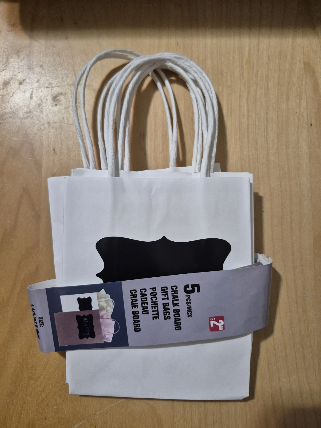 5 Pack Chalkboard Gift Bags