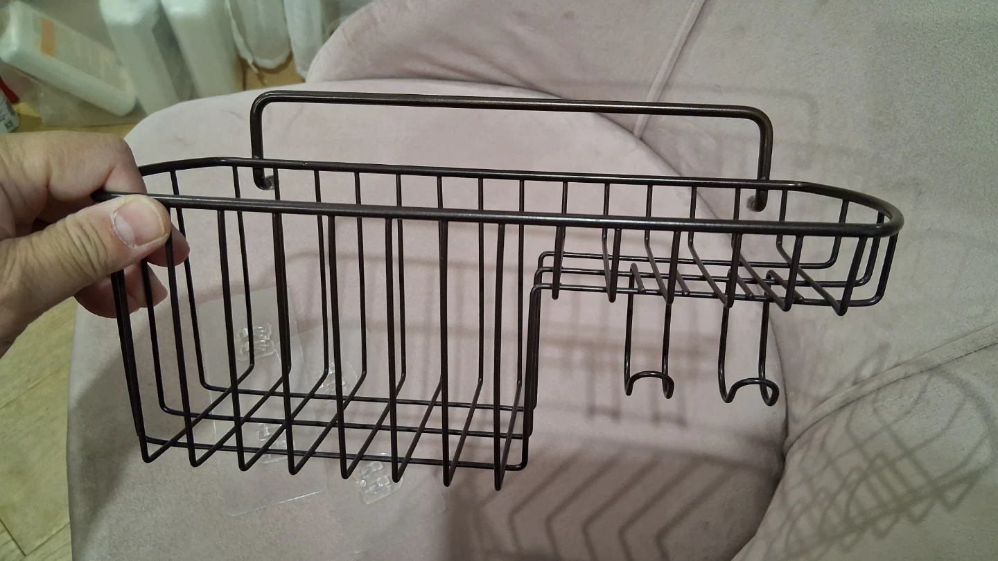 Shower Caddy Set 2 pieces, Bathroom Shelf with Soap Dish & Hooks - photo 3