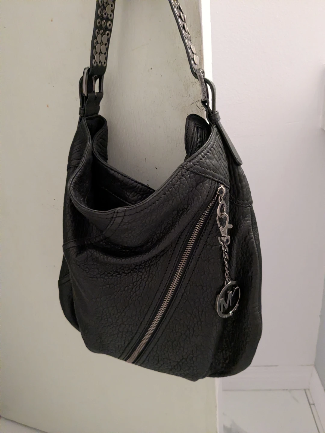 Michael Kors Authentic Large Black Leather Hobo Handbag