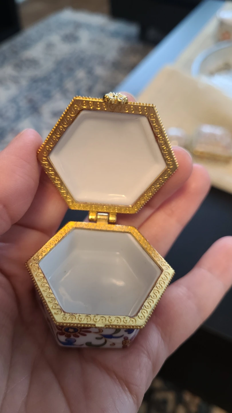 New Set of 2 Vintage Hexagonal Trinket Boxes - photo 4